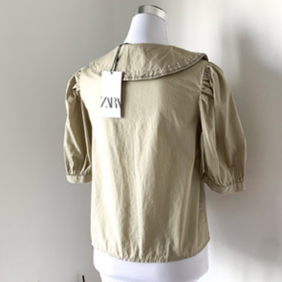 NWT Zara Embroidered Collar Shirt in Sea Green - Picture 8 of 9